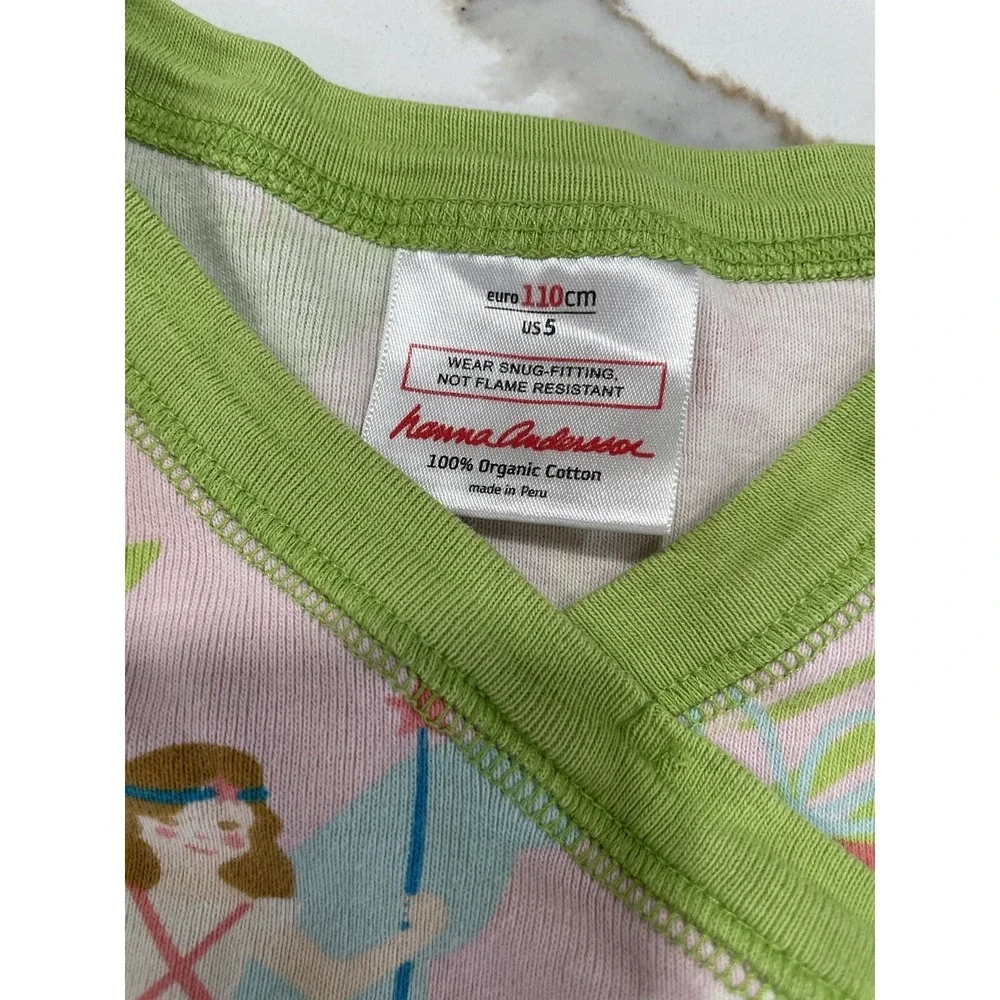 Hanna Andersson Pink Fairy Organic Pajamas size 110‎ 5 Christmas AK1117
